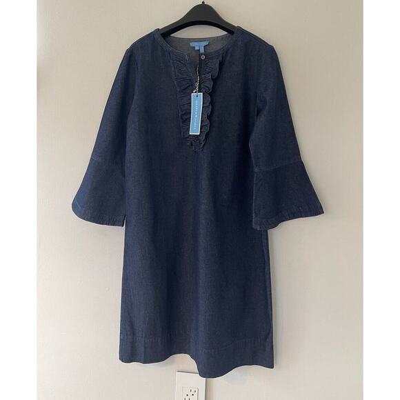 Draper James Chambray Ruffle Shift Dress New with Tags Size 6 - Picture 4 of 7